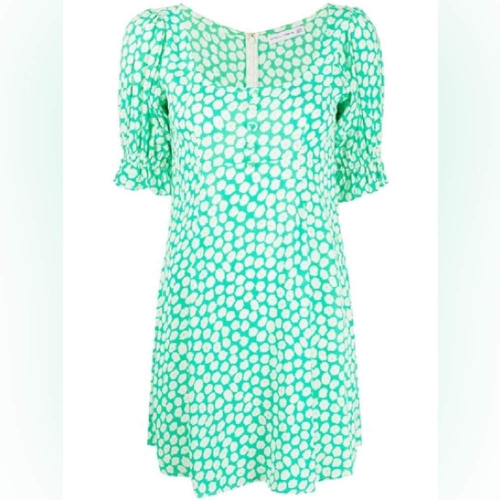 Faithfull the Brand La Barben Mini Dress Cora Floral green Sz M  babydoll rayon - Picture 5 of 13